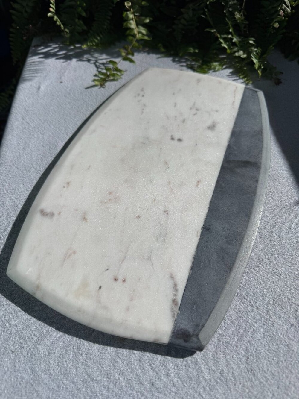 Vintage Two-Tone Marble Cheese Board, Handcrafted Indian Stone Charcuterie Tray